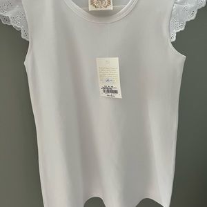 TBBC white eyelet cap sleeve top size little girls 8